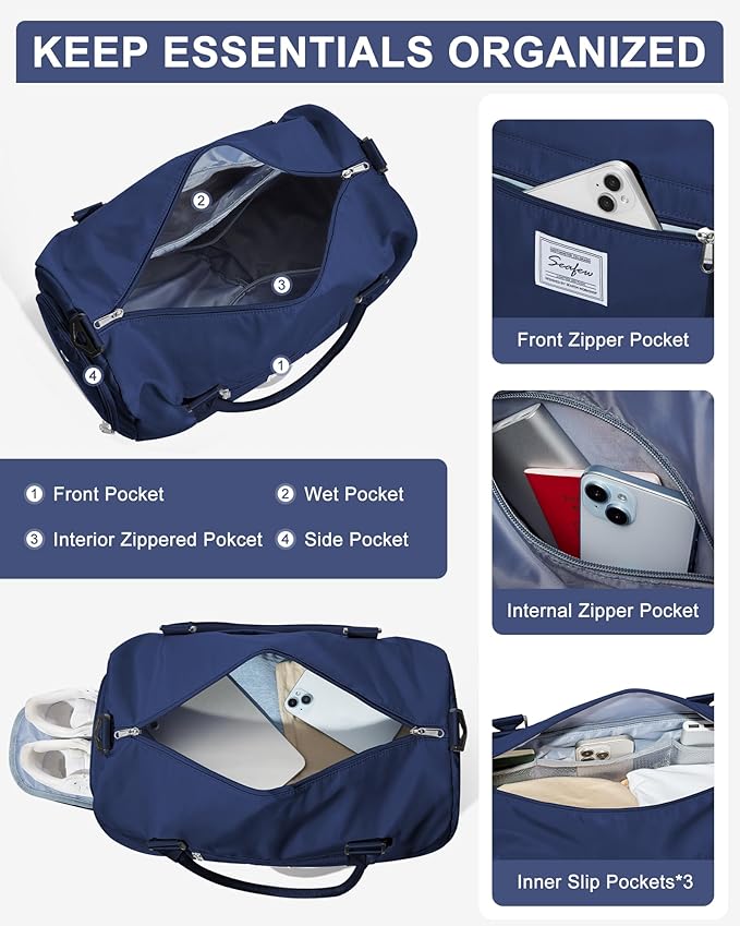 Gym Bag Womens,Travel Duffel Carry on Bag Sport Tote Bag Weekend Overnight Bag