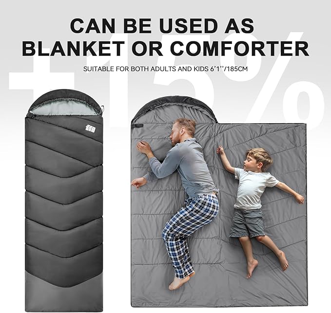 Sleeping Bags for Adults Cold Weather,Portable, Waterproof,Lightweight Sleeping Bag for Tall Girls Boys with Compression Sack for Warm Camping, Hiking, Outdoor & Indoor