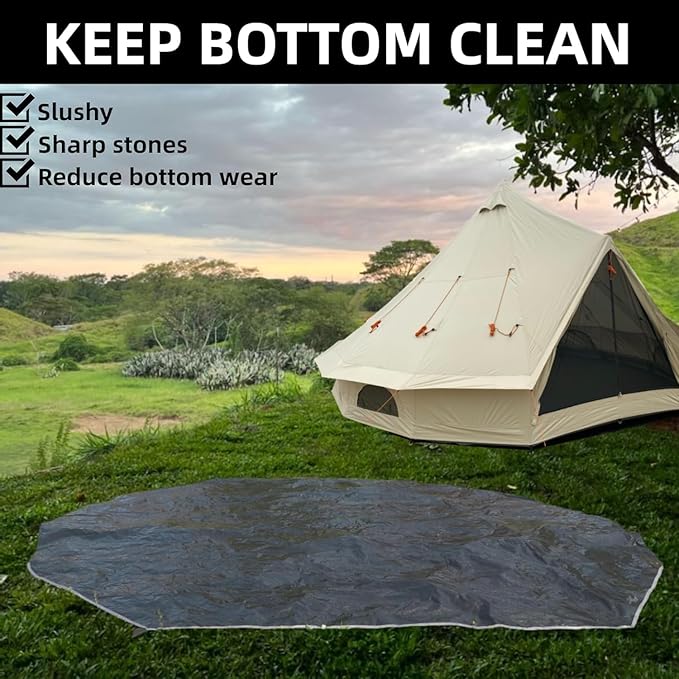 DANCHEL OUTDOOR B2 Waterproof Glamping Yurts for All Year Living with Stove Jack for 4/6 Person, Portable 4 Season Bell Tent for Camping Hot Tent 300D Oxford Nylon Glamping Accessories,13ft/16.4ft