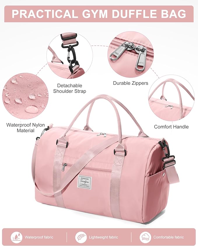 Gym Bag Womens,Travel Duffel Carry on Bag Sport Tote Bag Weekend Overnight Bag