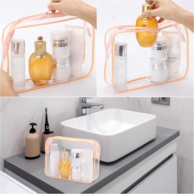 Tbestmax 10 Pack Clear Cosmetic Bags Makeup Bags Portable Waterproof TSA Approved Travel Toiletry Bags Organizer