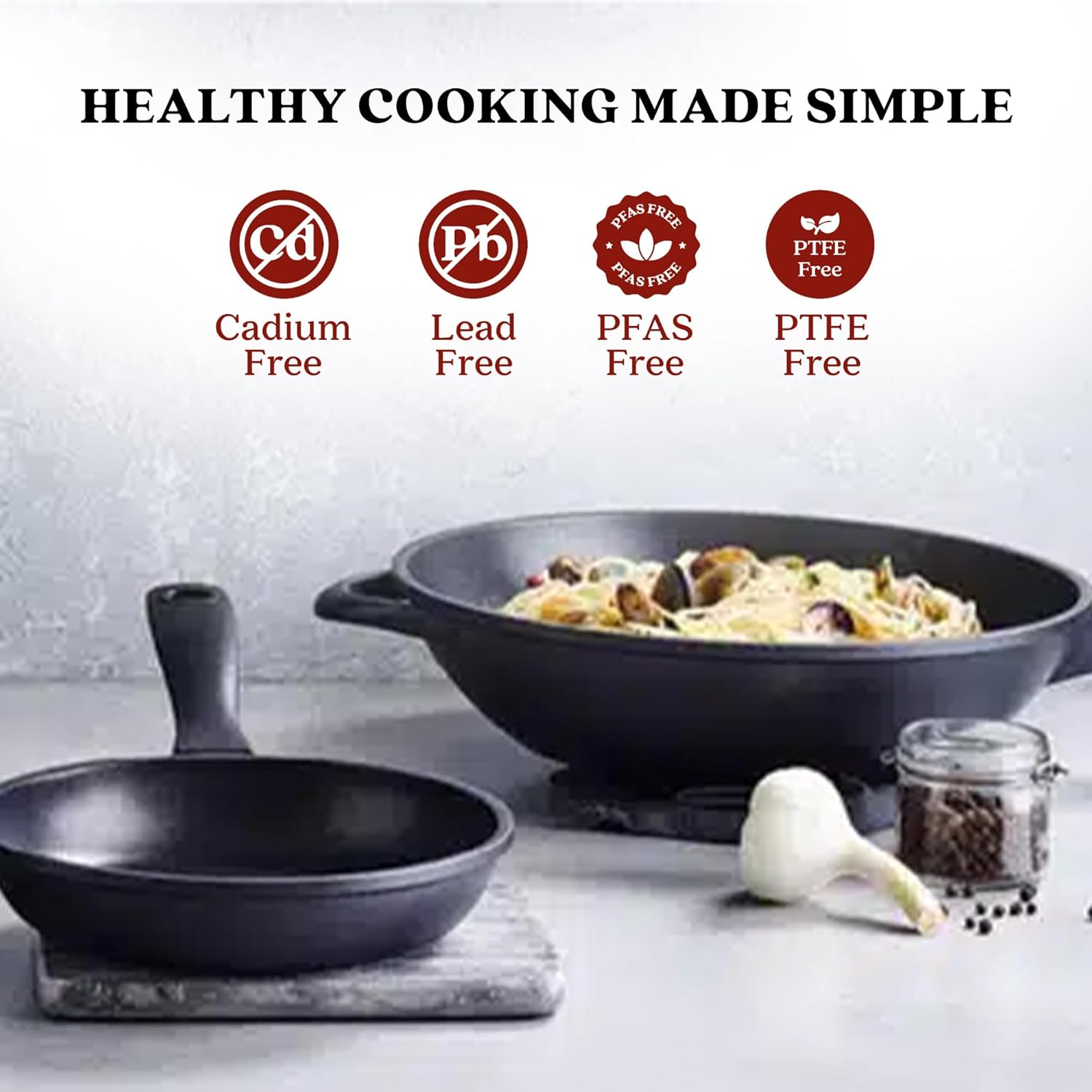 Alva Energy 12" Ceramic Nonstick Wok – PFAS-Free, Non-Toxic Cookware – Fast, Even-Heating Recycled Aluminum with Stay-Cool Handle – Induction Ready & Easy to Clean