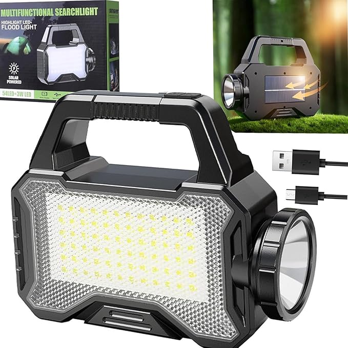 Solar Flashlights for Emergencies,LED Solar Camping Lights,Capacity Battery for Quick Charging,Multi-Functional Flashlights for Emergencies,Perfect for Power Outages,Outdoor Camping,and Hiking-1PCS