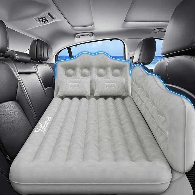 Car Air Mattress Back Seat: Inflatable Car Mattress for Back SUV, Car Beds Thickened Camping Air Mattress with Air Pump, Portable Car Travel Sleeping Mattres for Truck, SUV, Sedan(Grey)