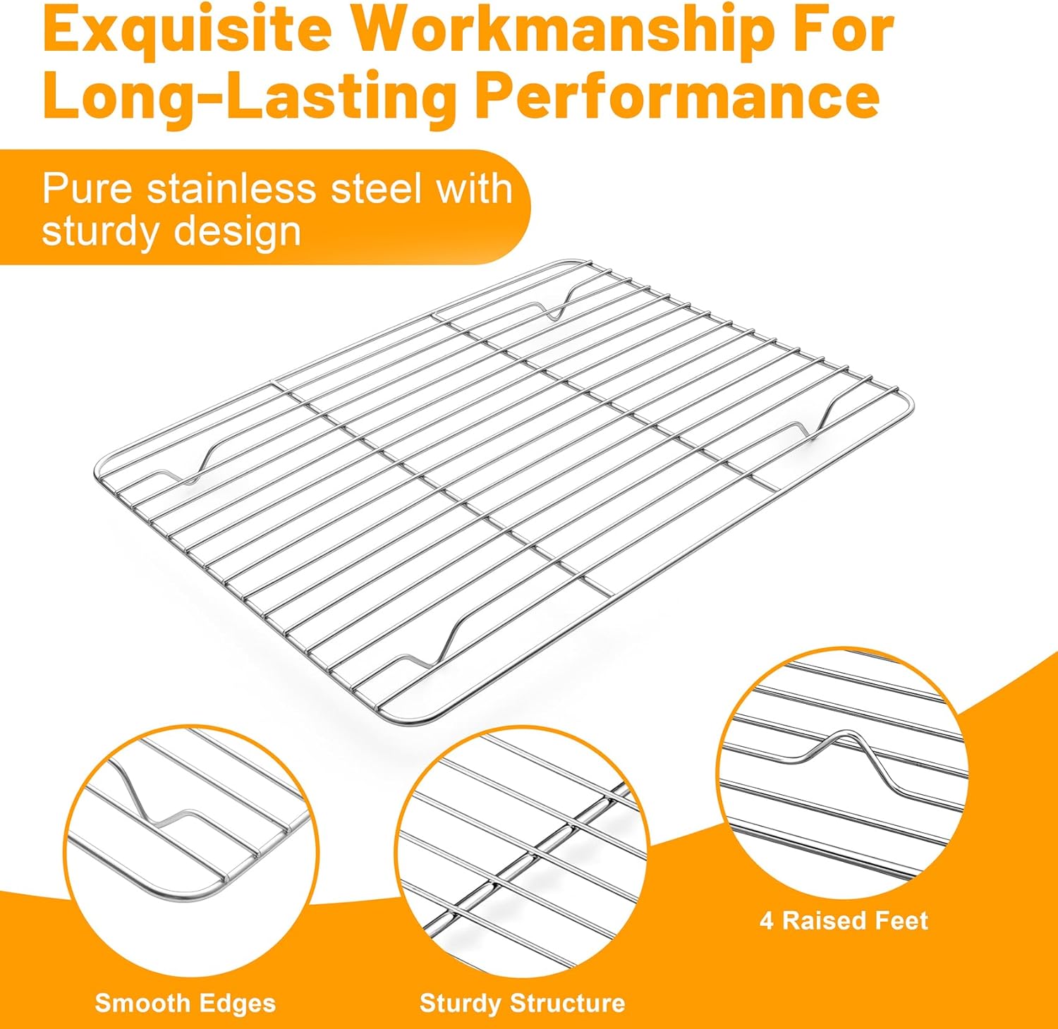 TeamFar Cooling Rack, 11.7” x 9” Stainless Steel Wire Baking Rack for Cooking Roasting Grilling, Fit for Oven Pan, Oven & Dishwasher Safe, Non-toxic & Heavy-Duty, 2PCS
