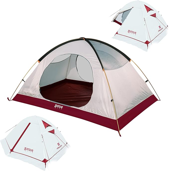 Himalaya 1/2 Person Camping Tent, 4 Season Tent Backpacking Winter Tent Waterproof Windproof Lightweight Portable PU5000 for Outdoor Camping Cold Weather Hiking Mountaineering