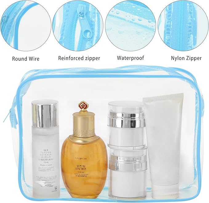 Tbestmax 10 Pack Clear Cosmetic Bags Makeup Bags Portable Waterproof TSA Approved Travel Toiletry Bags Organizer