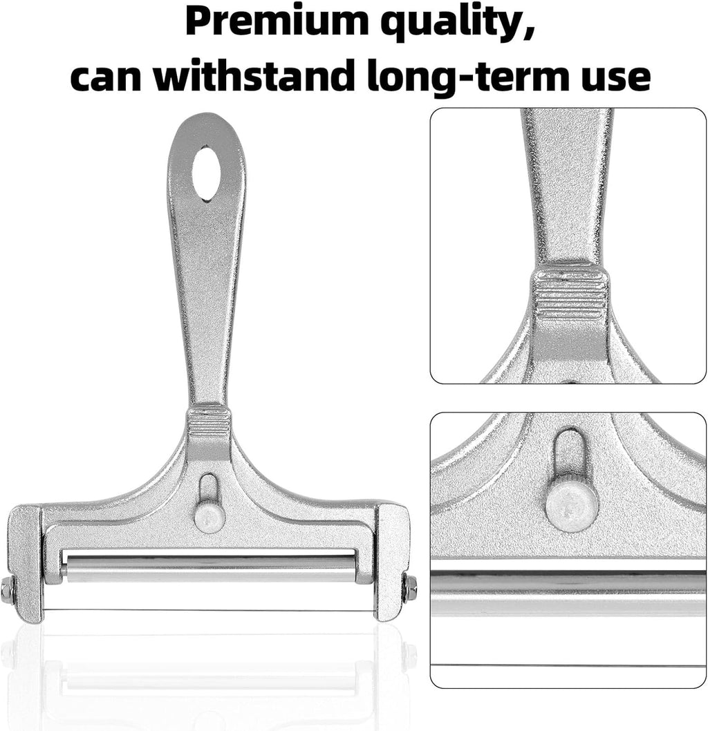 Cheese Cutter, Stainless Steel Cheese Slicer with 4pcs Extra Wires Adjustable Handheld Butter Block Cutter for Cheddar Gruyere Mozzarella Kitchen Slicing Tools