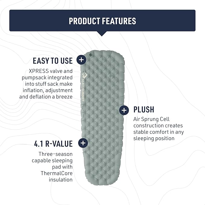 Sea to Summit Ether Light XR Insulated Sleeping Pad, Tapered - Large (78 x 25 x 4 inches)