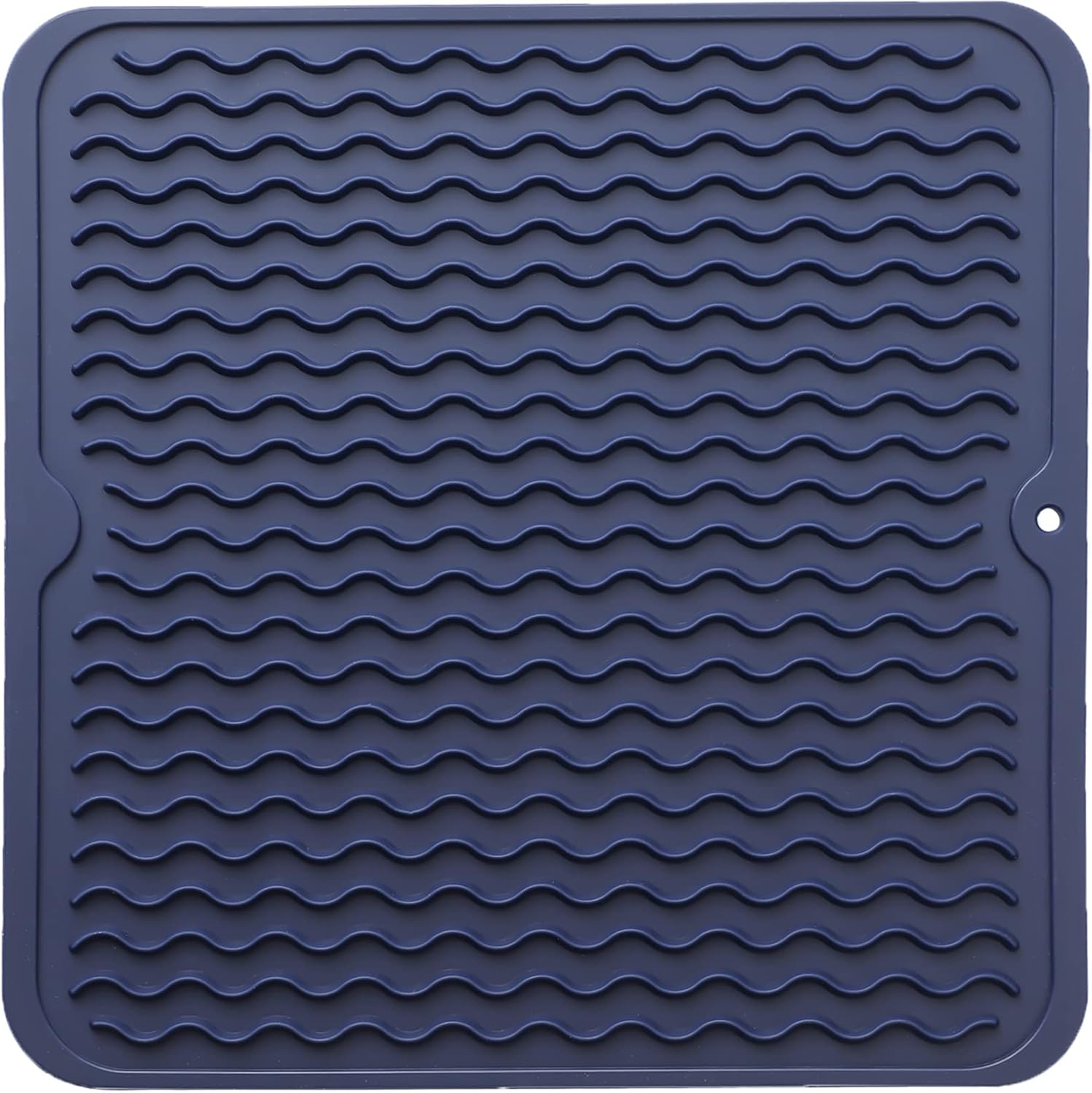Silicone Dish Drying Mat for Multiple Usage,Easy clean,Eco-friendly,Heat-resistant Silicone Mat for Kitchen Counter or Sink,Refrigerator or Drawer liner Navy Blue M 12 inches x 12 inches