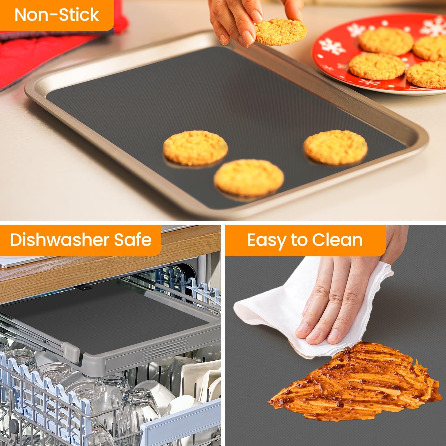 Silicone Baking Mat Roll, Non Stick Heat Resistant Silicone Baking Mats, Pastry Mat, No Slip Reusable Freeze Dryer Mat, Countertop Protector Mat, Cut to size fit different Sharp Oven Pans Dishes Tins