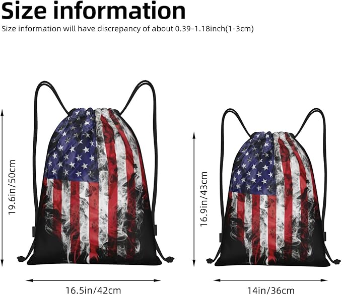 American Flag Drawstring Bag, Patriotic Usa Flag Drawstring Backpack for Women Men, Light Sackpack String Cinch Bag for Sport Gym Beach Shopping Yoga