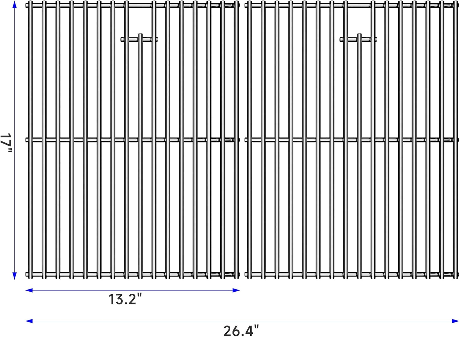 17/17.5/19.5 Inch Stainless Steel Cooking Grill Grates, Nexgrill Replacement Parts for Nexgrill 4 Burner 720-0830H, 720-0783E, 720-0783C Kenmore Uniflame, BBQ Grids Grillgrates, 17"D x 26.4"W