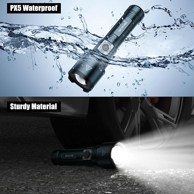 SKYFIRE Small Flashlight Mini,1000LM Pocket Flashlights High Lumens, Small Flashlights Powerful, Waterproof EDC Flashlight Rechargeable Handheld Flashlights for Home,Emergency,Camping,Searching