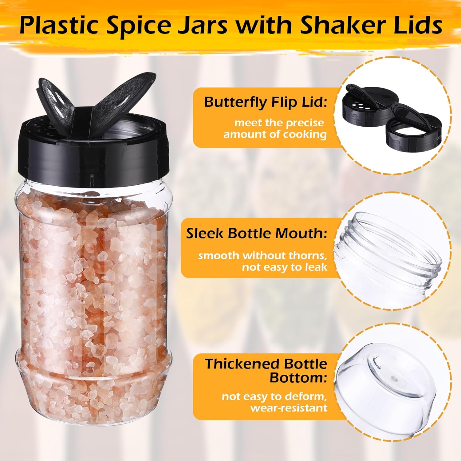 30 Pack Plastic Spice Jars with Shaker Lids Clear Seasoning Containers Spice Bottles for Kitchen Storing Spice Herbs Seasoning Powders (Oval Shape,12.2 oz)