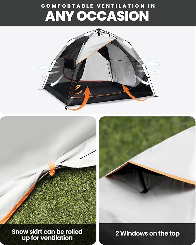 OutdoorMaster 2 Person Camping Tent, 4 Seasons Lightweight Backpacking Canopy, Waterproof and Weatherproof Sun Shelter, Double Layer Outdoor Cabana for Camping, Hiking and Mountaineering