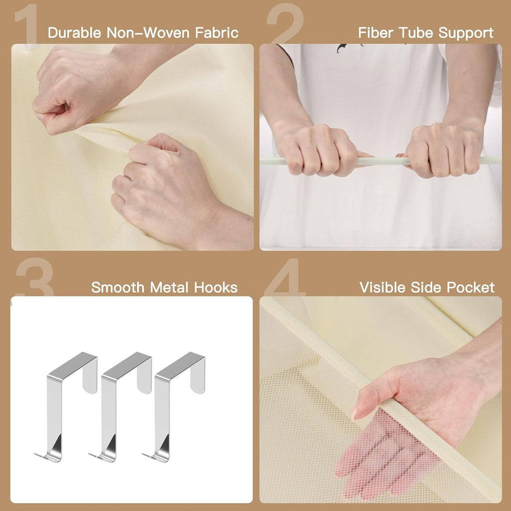 Criusia Shoe Storage, Over the Door Shoe Organizer, Hanging Closet Shoe Storage with Large Deep Pockets, Fits 16–24 Pairs of Sneakers, Sandals, Boots, Beige