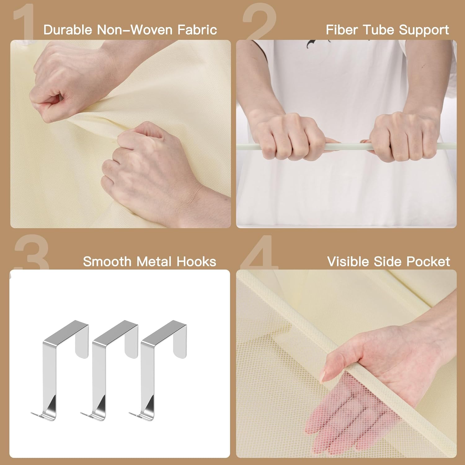 Criusia Shoe Storage, Over the Door Shoe Organizer, Hanging Closet Shoe Storage with Large Deep Pockets, Fits 16–24 Pairs of Sneakers, Sandals, Boots, Beige