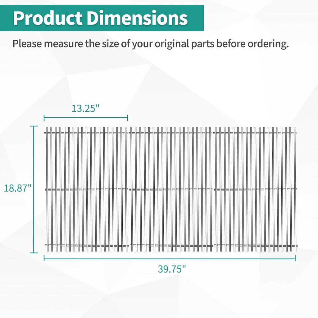 18 7/8" 304 Stainless Steel Grill Grates for Weber Genesis ii E-610 S-610 Genesis ii LX E-640 S-640 Genesis 2 Grill Parts for Weber Genesis ii 600 Series 66803 66096 Gas Grills 3 Pack