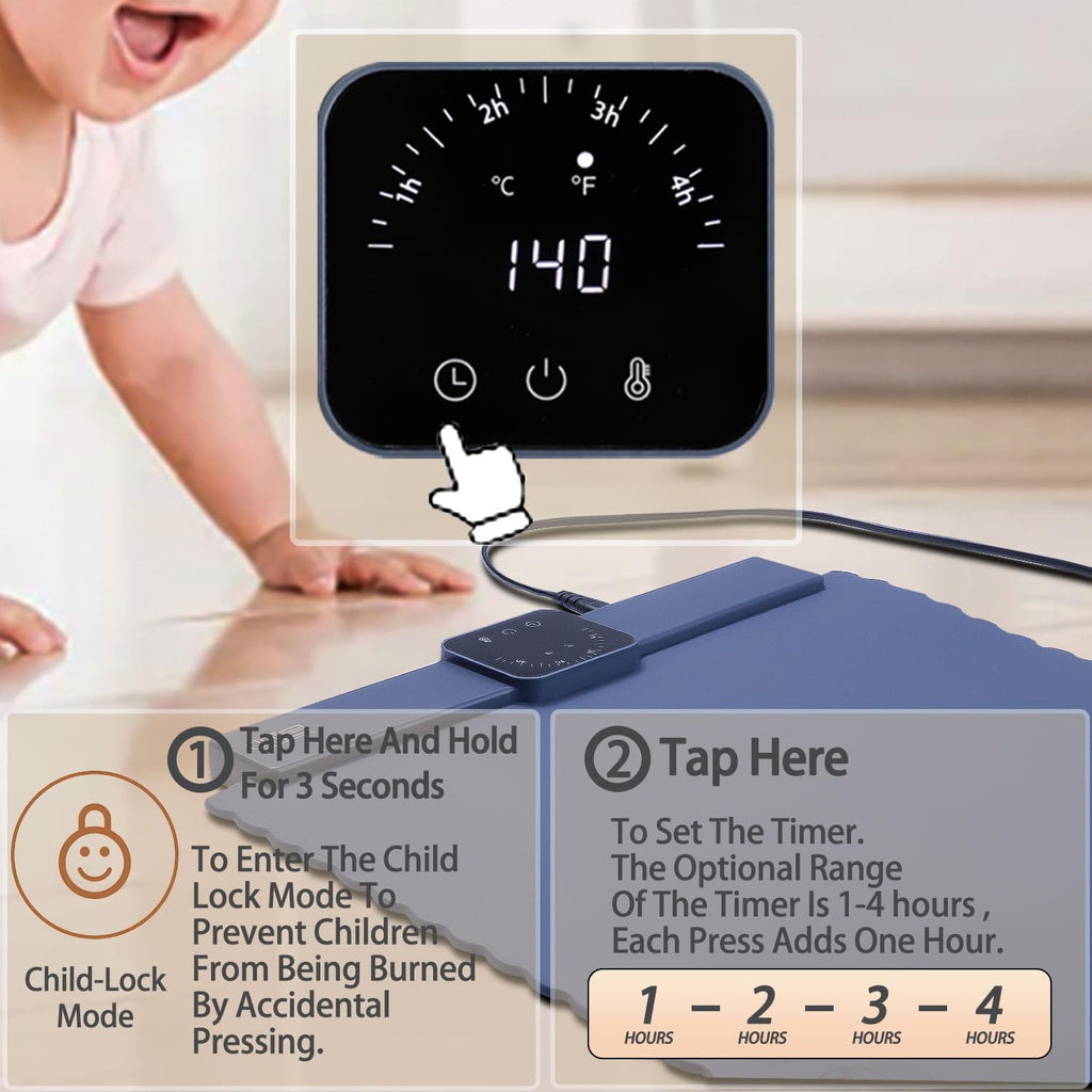 Electric Warming Tray,Food Warming Mat with 5 Temperature Settings,Rollable & Portable Silicone Fast Heating Tray Food Warmer For Parties,Restaurants,Buffet,Sabbat,Home Everyday Use(Blue)