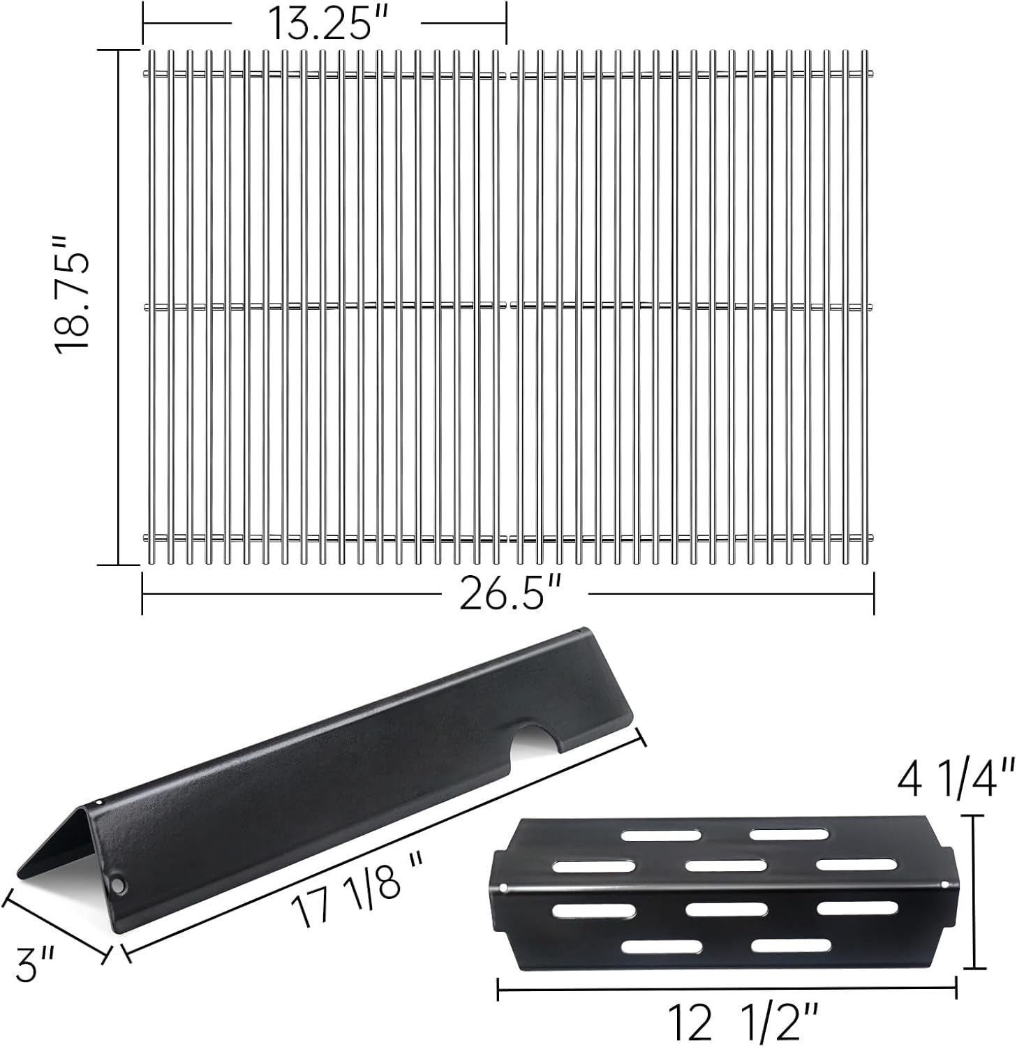 Kalomo Grill Grates Flavorizer Bars Parts for Weber Genesis II E-310, S-310, E-315, E-330, E-335, S-335, LX S-340, E-340, 66802, 66795 18”Porcelain Steel Grids BBQ Gas Grill Replacement Parts