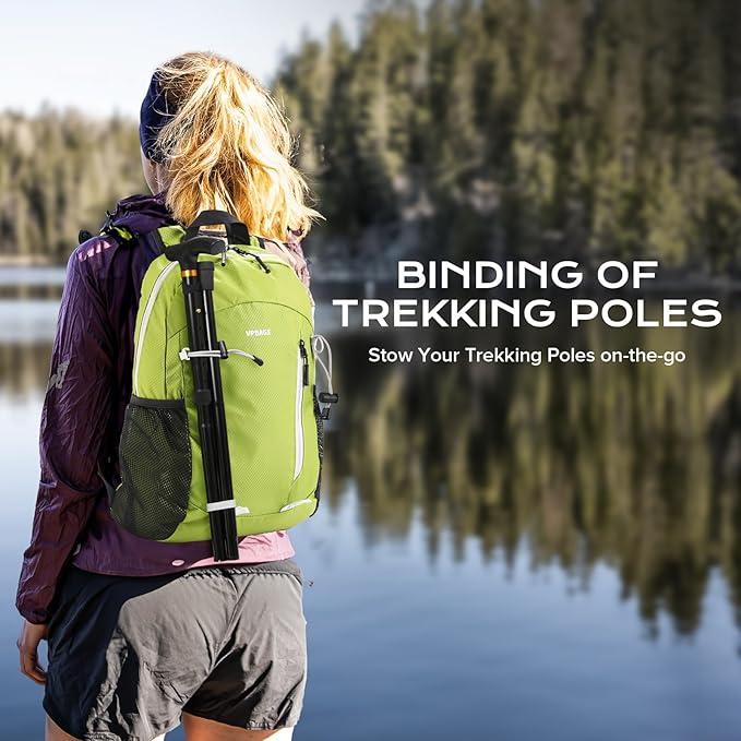 15L Water-resistant Hiking Daypack, Small Backpack Travel Outdoor, Lightweight Day Pack with Tool Loops