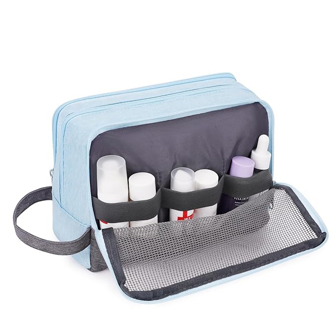 Toiletry Bag for Men Hanging Dopp Kit Water Resistant Shaving Bag Small Toiletry Bag for Traveling (mint green on gray)