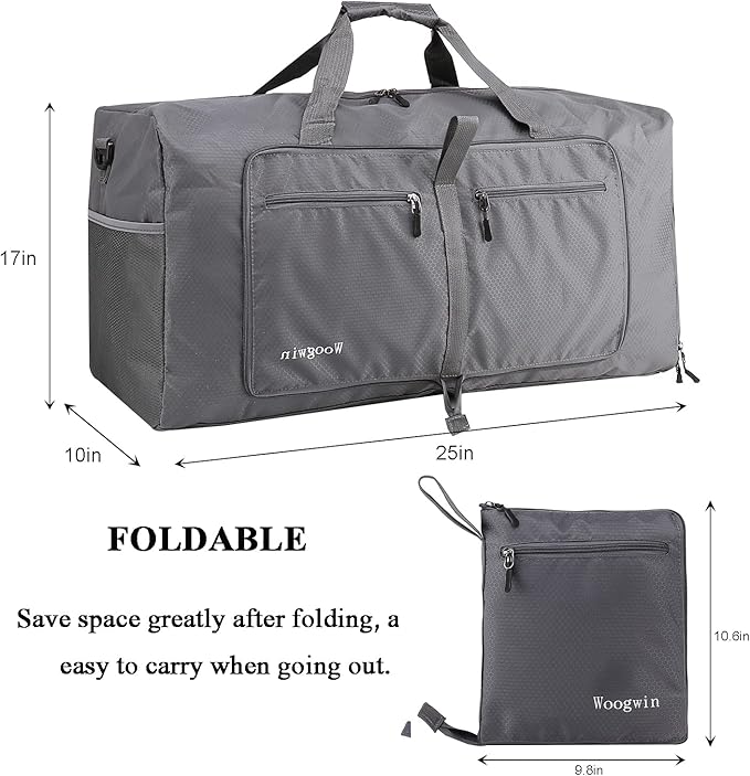 Woogwin Travel Duffel Bag Large Foldable Waterproof Overnight Bag for Beach Swim Bags Pool Sports Gym