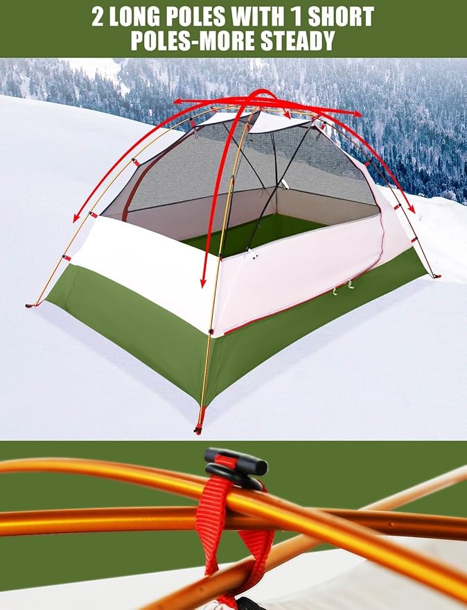AYAMAYA 4 Season Backpacking Tent 2 Person Camping Tent Ultralight Waterproof All Weather Double Layer Two Doors Easy Setup 1 2 People Man Tents for Backpacker Outdoor Hiking Survival
