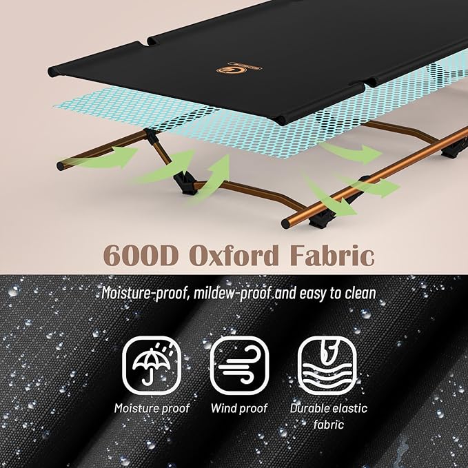 G2 Foldable Camping Cot, Durable Travel Tent Cot, Ultralight for Backpacking, Summer Hiking, Mountaineering, Max Loading Capacity 264lb, Easy to use for Woman & Man, Comes with Storage Bag