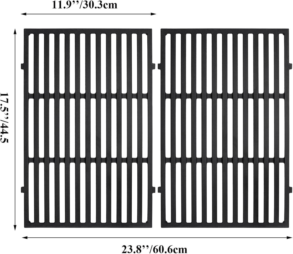 17.5 inch Grill Grate Replacement Parts 7638 for Weber Spirit I II E310 320 330, S310 320 330, Spirit 700, Cast Iron Grill Grates 7639, 7525, 7526, 7527 for Weber Spirit 300, 2 Pieces