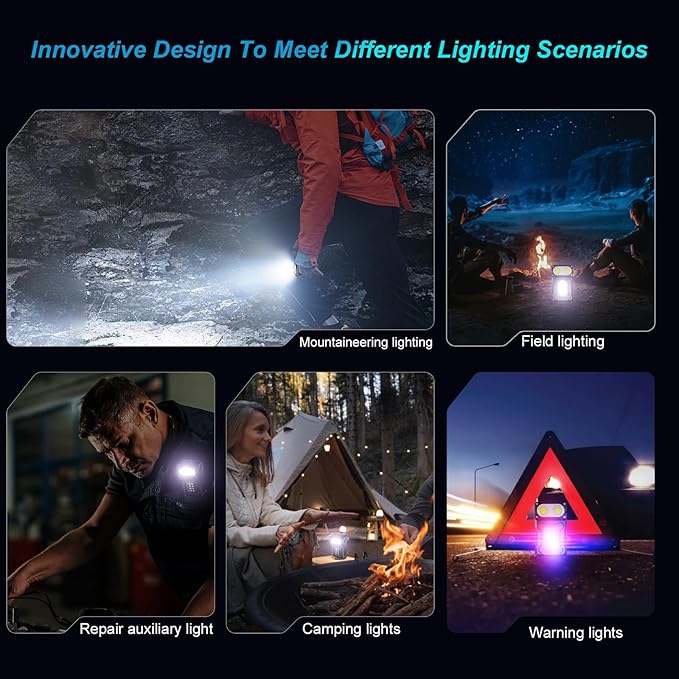 2PCS Mini LED EDC Tactical Flashlight - Multifunctional Outdoor Flashlight for Night Working, Running, Camping, Fishing, Hiking, USB C Charging Warning Flash Light Mobile Phone Emergency Power Bank