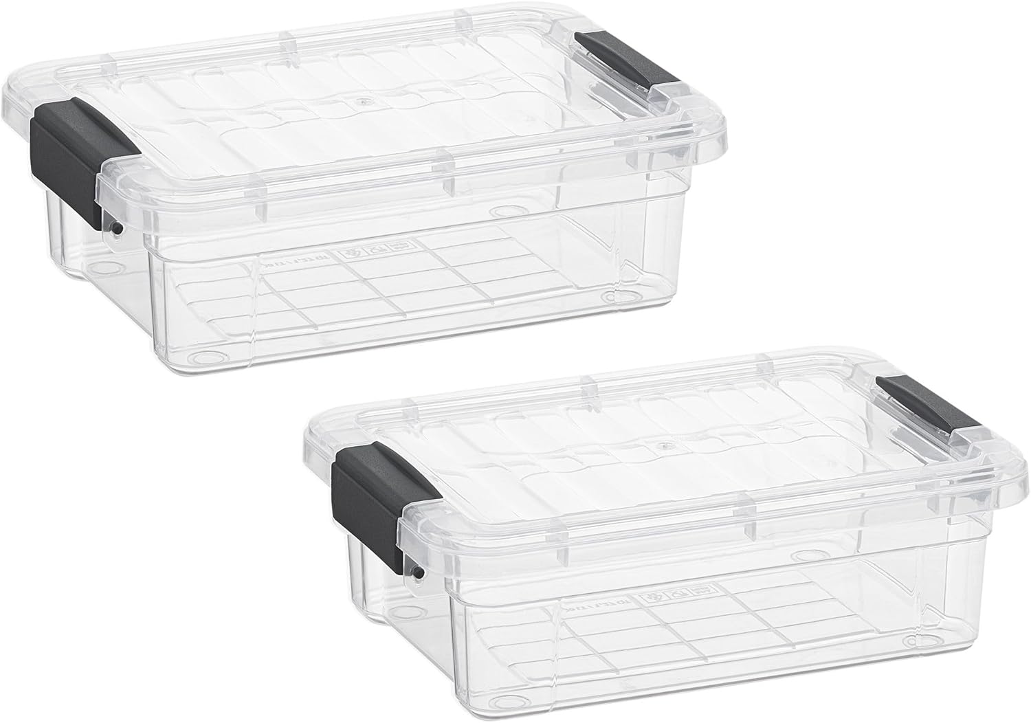 Superio Clear Storage Boxes with Lids, 1.27 Quart Plastic Container Bins for Organizing, Stackable Crates, BPA Free, Non Toxic, Odor Free, Organizers for Home, Office and Dorm, 2 Pack
