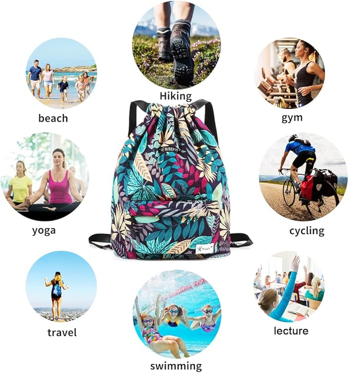 Waterproof Drawstring Bag, Gym Bag Sackpack Sports Beach Backpack for Men Women