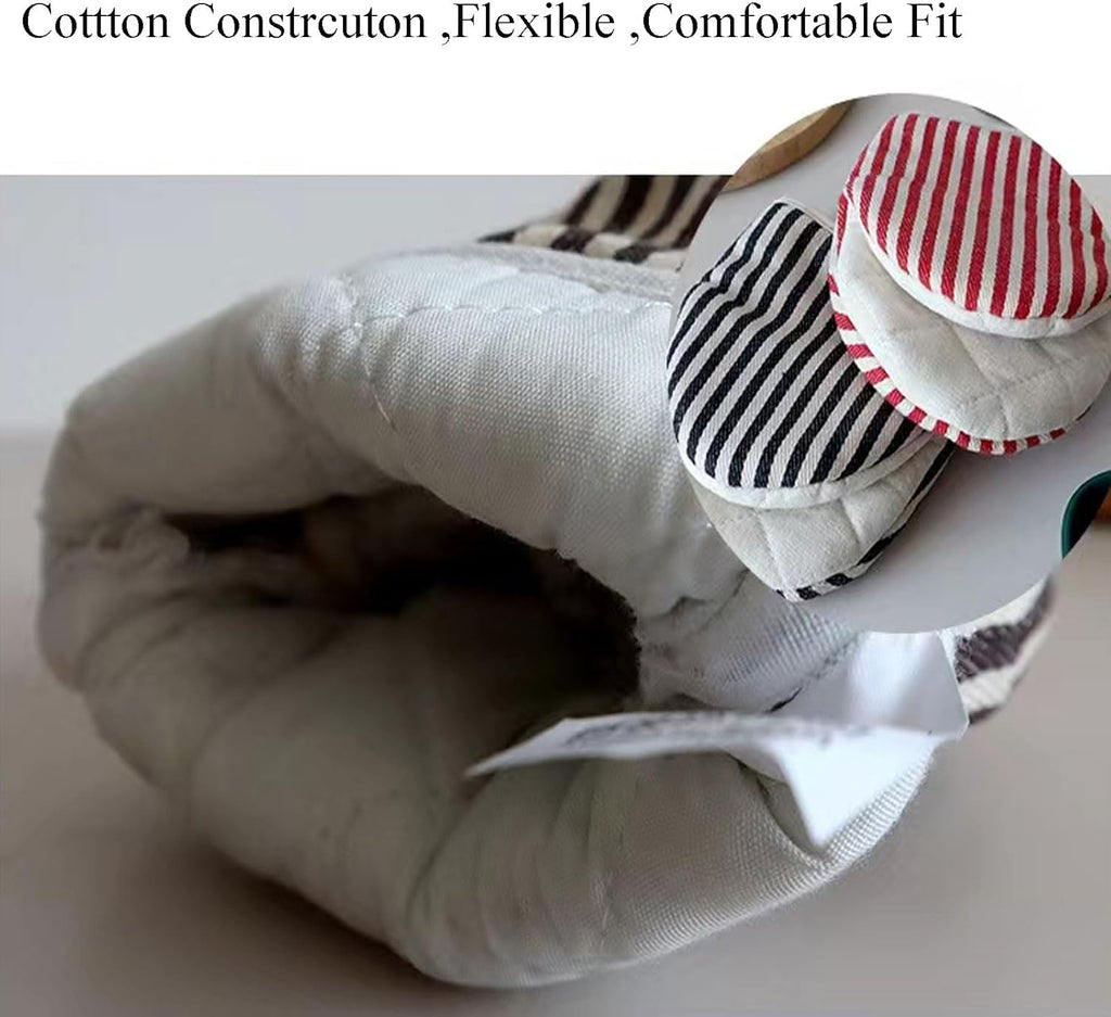 1 Pair Mini Oven Mitts,High Heat Resistant Oven Gloves,Kitchen Short Oven Mit with Hanging Loop for BBQ, Baking, Cooking and Grilling, (Balck)