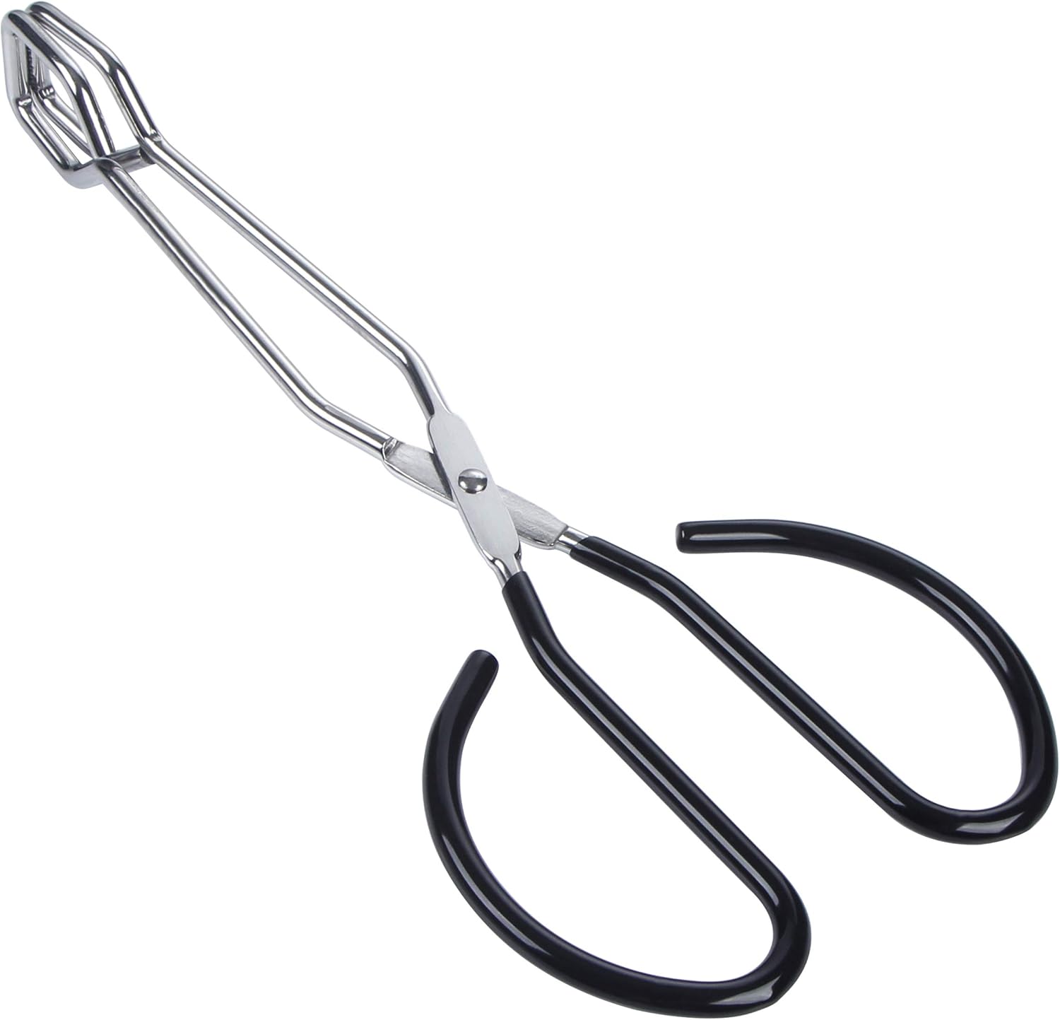 MSY BIGSUNNY Stainless Steel Scissor Tongs Heavy Duty Cooking Tongs with Soft Handles (1, black 10")