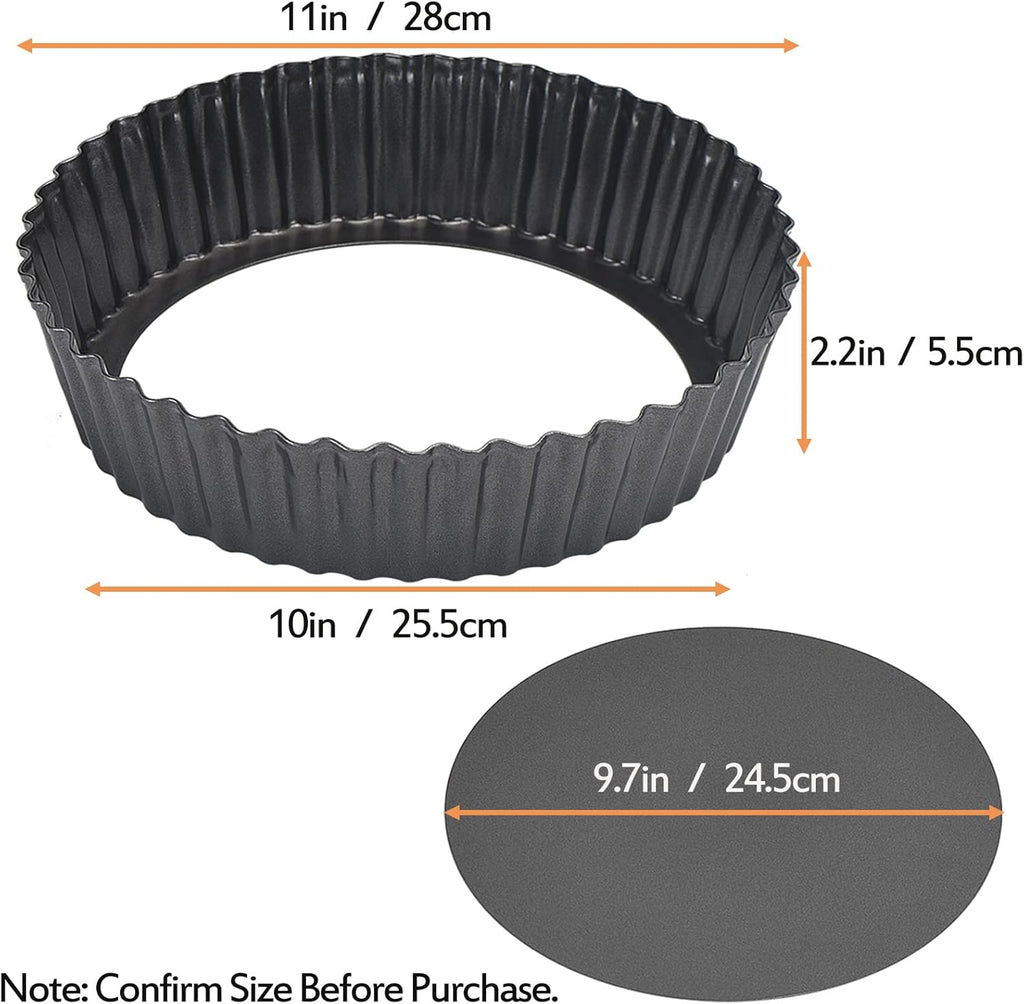 2 Pack Nonstick Tart Pan, Quiche Pan, Carbon Steel Deep-dish Pie Pan with Removable Loose Bottom (11 In)