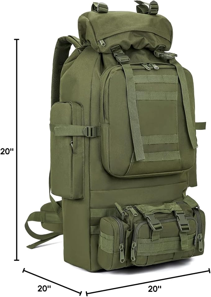 100L Camping Hiking Backpack,Molle military Tactical rucksack backpack,Waterproof Lightweight Hiking Backpack (Army Green)