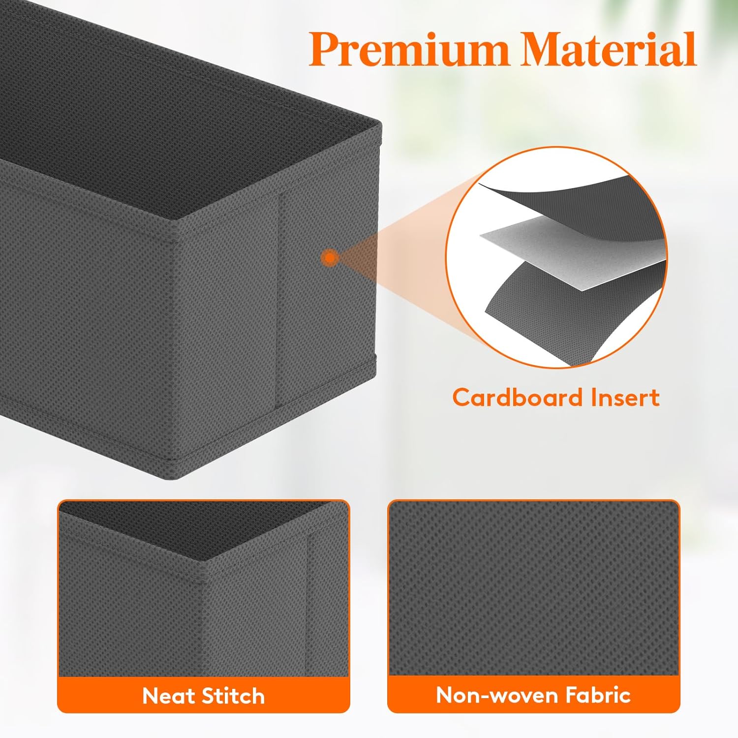 Lifewit Drawer Organizer Clothes for Closet 48 Pack, 3 Sizes Underwear Wardrobe Drawer Dividers, Fabric Foldable Dresser Storage Organizer Bins for Sock/Bra/Lingerie/Undies, Gray