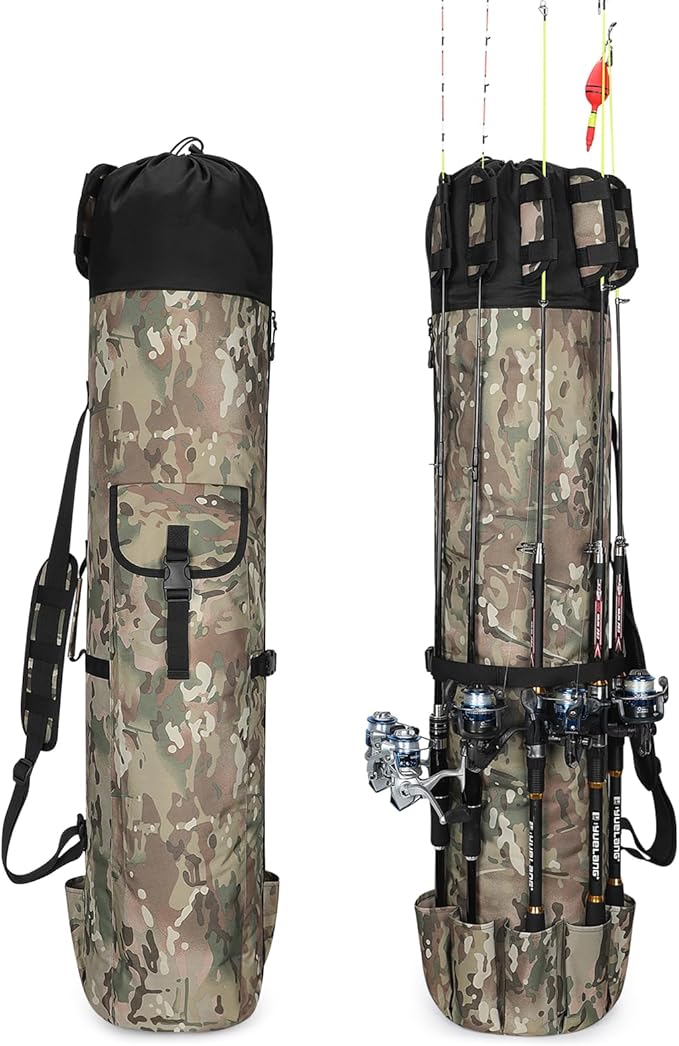 Wowelife Fishing Rod Carrier - Pole Bag Reel Organizer Case Storage for Gear, Travel - Gifts for Men, Family