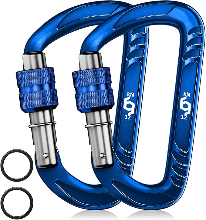 12kN (2697 lbs) Heavy Duty, Locking, Auto Locking, Wiregate Carabiner Clips, for Securing Pets, Outdoor, Camping, Hiking, Hammock, Dog Leash Harness, Keychains