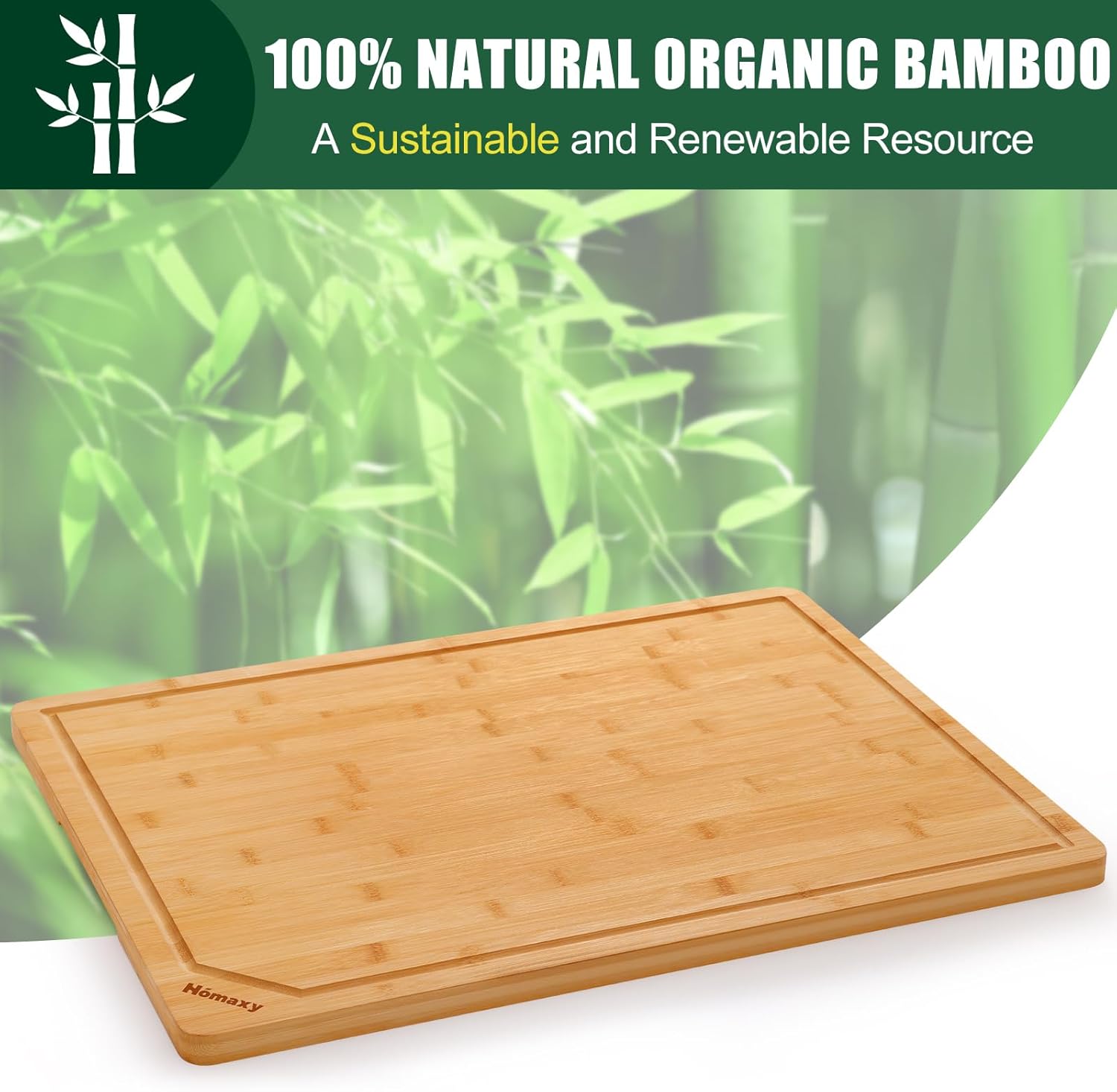 Homaxy Extra Large Organic Bamboo Cutting Boards for Kitchen, 24"x18" Wooden 3XL Cutting Board with Juice Groove and Handles, Charcuterie Butcher Block Wood Serving & Chopping Board - Pre Oiled