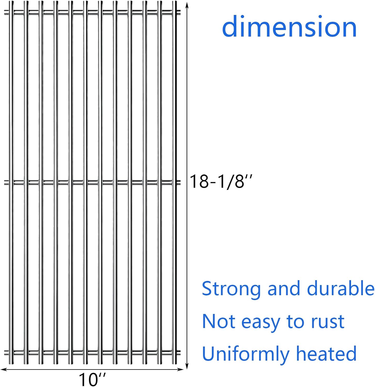 18-1/8" Stainless Steel Grates Replacement for Charbroil 463263110, 463268107, 463271309, 463271312, 463271313, 463271314, 463271315, 466231711, 466247310, 466247512 Kenmore Gas Grill