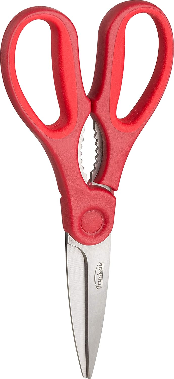 Trudeau Detachable Kitchen Shears - Sharp, Versatile Scissors in Paprika Red - Easy Cleaning & Multipurpose for Cooking, Herbs, and Meat