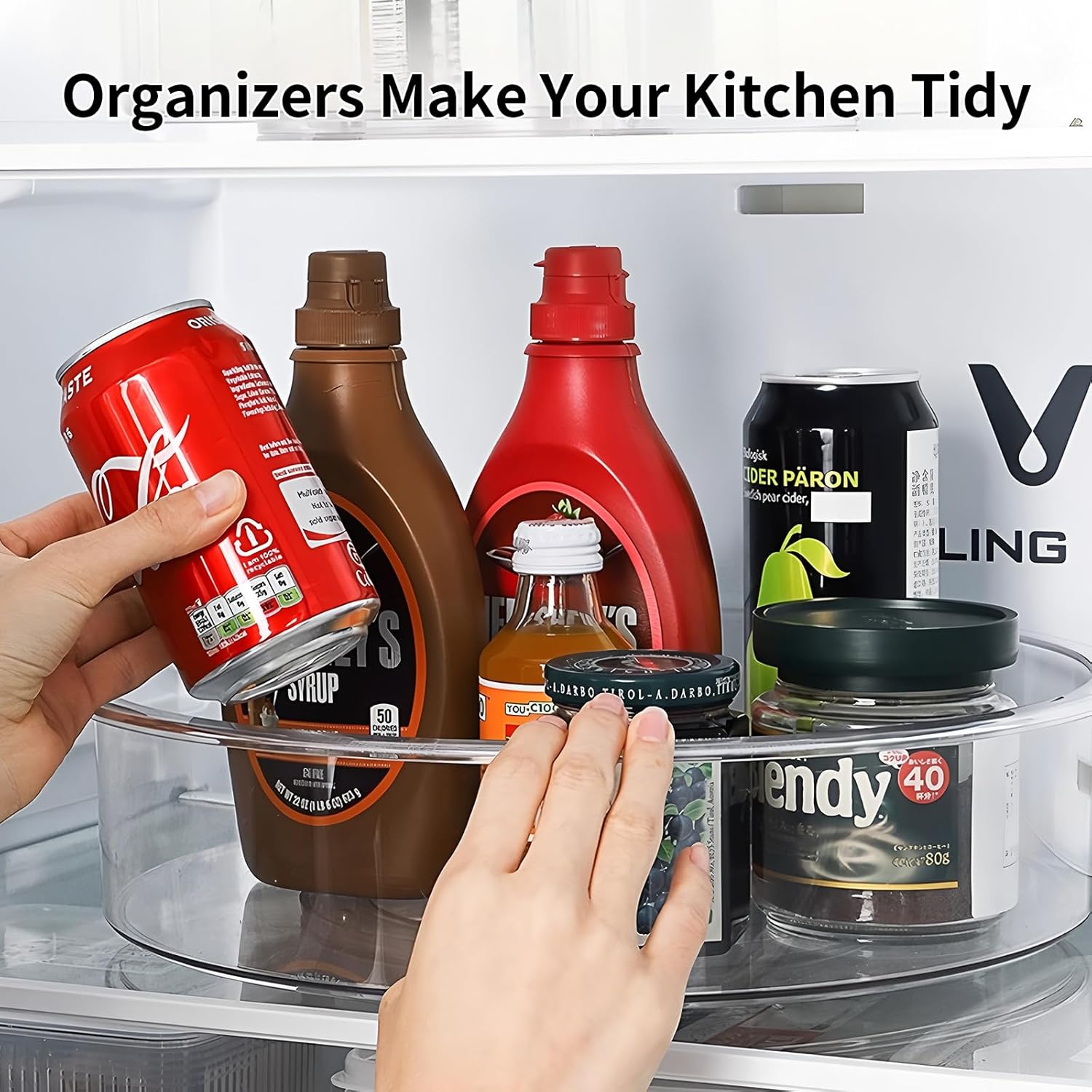 2 Pack Lazy Susan, 11.5 Inch Lazy Susan Organizer, 360 Degree Swivel, for Kitchen, Pantry, Refrigerator, Bathroom and Vanity Countertops (Clear) (2P-11.5 Inch)