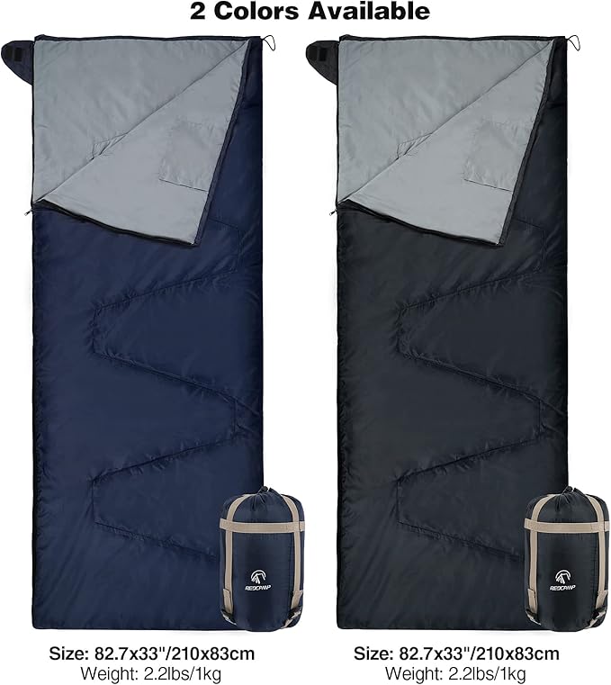 REDCAMP Ultra Lightweight Sleeping Bag for Backpacking, Comfort for Adults Warm Weather, with Compression Sack