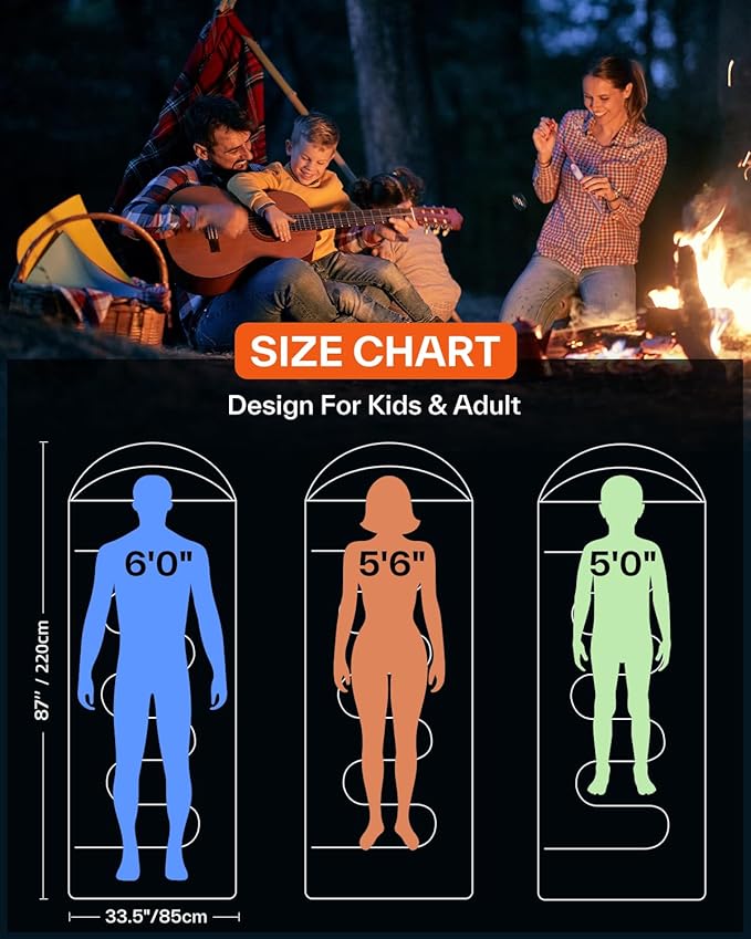 Sportneer Sleeping Bags for Adults, Warm & Cold Weather Sleeping Bag for Adults Kids Boys Girls - Lightweight Compact Camping Gear Equipment, Traveling, Backpacking, Hiking