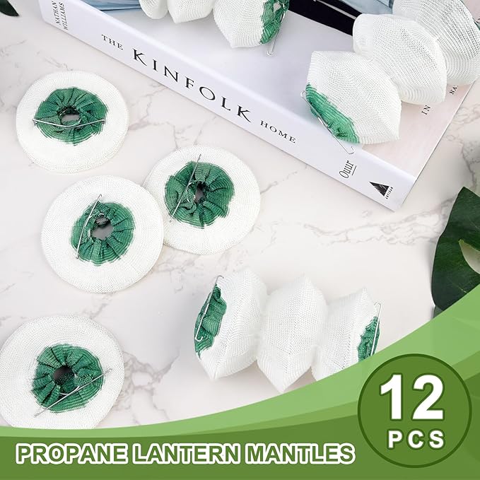 12 Pack Lantern Mantles Gas Lantern Mantles 3-Layer Gas Mantles Accordion Shape #95 Insta-Clip