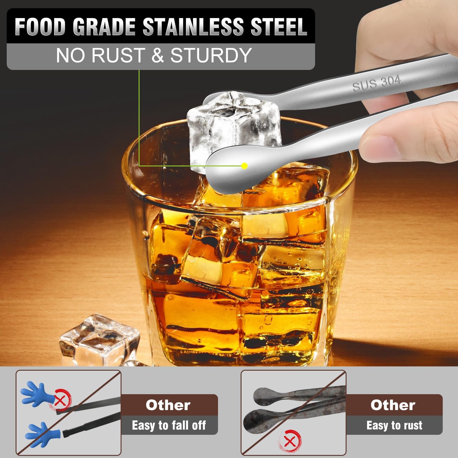 Walfos Mini Tongs for Serving Food, Small Stainless Steel Kitchen Tongs for Appetizers, Sugar, Desserts, Tea Party, Coffee Bar, Set of 12 (Silver)