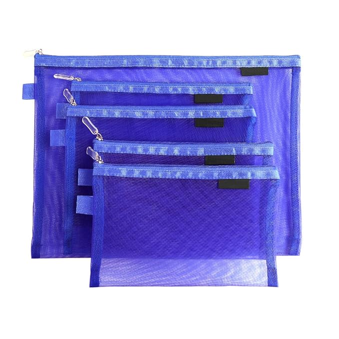 Clear Cosmetic Bags Zip Makeup Mesh Bags Pencil Case Pouch Travel Toiletry Kit Set Storage Case (Dark Blue)